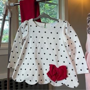 White with Black Polka Dotted Blouse with Matching Red Leggings (2 of 2)